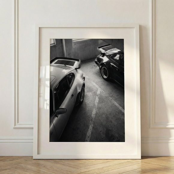 Framed Art Classic 911 Porsches Widebody Black & White Photography 16”x20” - Picture 1 of 4